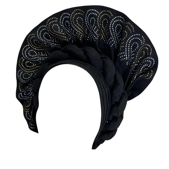 African Headwrap Women Headband Polyester Black Adjustable for Weddings Parties main image 5